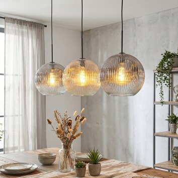Ripoll Pendellampa, kullampa, Pendelbelysning Amber, Klart, Rökfärger, 3-ljuskällor