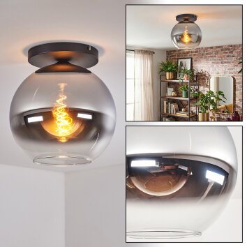 Koyoto Taklampa, kullampa 30 cm Krom, Klart, Rökfärger, 1-ljuskällor