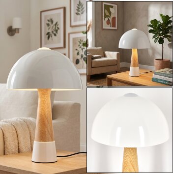 Svamplampa  Forgek Bordslampa träoptik, Sandfärgad, 1-ljuskällor