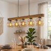 Träpendellampa Koyoto i bohostil med 5 glasskärmar i amber, ø 15 cm