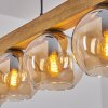 Träpendellampa Koyoto i bohostil med 5 glasskärmar i amber, ø 15 cm