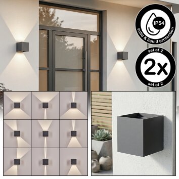 Tamarin vägglampa utomhus, Up & Down Lampa, Vägglampa LED Antracit, 1-ljuskällor