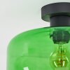 Boza plafond med grön glasskärm, rund retro taklampa Ø 28 cm
