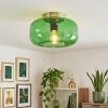 Boza plafond med grön glasskärm Ø 28 cm, retro taklampa i mässingslook