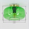 Boza plafond med grön glasskärm Ø 28 cm, retro taklampa i mässingslook