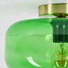 Boza plafond med grön glasskärm Ø 28 cm, retro taklampa i mässingslook