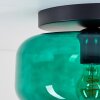 Modern rund taklampa Boza med mörkgrön glasskärm, ø 28 cm, E27 med metallgestell