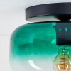 Boza taklampa med mörkgrön tonad glasskärm, rund plafond Ø 28 cm