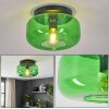 Boza taklampa med grön glasskärm, rund plafond i retrostil Ø 28 cm