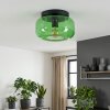 Boza taklampa med grön glasskärm, rund plafond i retrostil Ø 28 cm