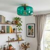 Boza taklampa med E27, rund glasplafond i petrolgrönt glas, ø 28 cm
