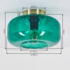 Boza taklampa med E27, rund glasplafond i petrolgrönt glas, ø 28 cm