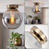 Gastor taklampa plafond med rökfärgad glaskupa i mässing, retro vintage
