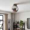 Gastor taklampa plafond med rökfärgad glaskupa i mässing, retro vintage