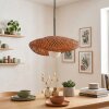 Bauro rund bambu taklampa med organisk vävd skärm, E27, längd 40 cm