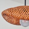 Bauro rund bambu taklampa med organisk vävd skärm, E27, längd 40 cm