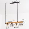 Ripoll trästavslampa pendellampa 4 ljuspunkter E14, längd 75 cm, globskärmar