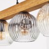 Ripoll trästavslampa pendellampa 4 ljuspunkter E14, längd 75 cm, globskärmar