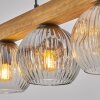 Ripoll trästavslampa pendellampa 4 ljuspunkter E14, längd 75 cm, globskärmar