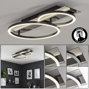 Kordex LED taklampa med dubbla ljusringar, modern plafond för vardagsrum