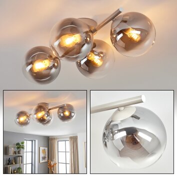 Gastor avlång taklampa med 4 globskärmar, E14 sockel, retrodesign för vardagsrum