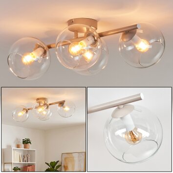 Taklampa Koyoto med klotformade kupor, 4 ljuspunkter, E14, retrolook