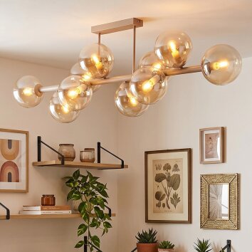 Gastor taklampa med globskärmar, 10 ljuspunkter E14, avlång retrodesign
