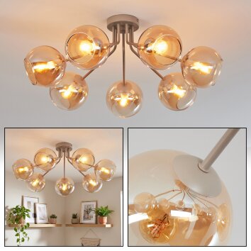 Koyoto retro taklampa med globformade skärmar, 7 ljuspunkter, rund, ø 82 cm