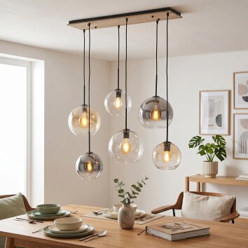 Koyoto pendellampa 6-lågig E27 med globformad design, retro belysning för matrum