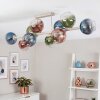 10-lågig modern Sputnik-taklampa Koyoto med blå, gröna, klara och kopparfärgade skärmar