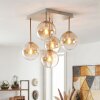 Modern taklampa Gastor med fem klara och amberfärgade glasskärmar, ø 15 cm
