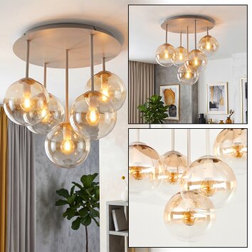 Gastor taklampa med globskärmar, 5-lågig E14, Ø 45 cm, modern retrostil