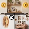 Liriel rund LED vägglampa 2-pack, retrodesign med koncentrisk ringstruktur