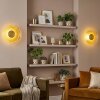Liriel rund LED vägglampa 2-pack, retrodesign med koncentrisk ringstruktur