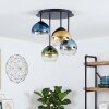 Koyoto taklampa med glober, 4-lågig E14, rund takkopp Ø 38 cm i retrostil