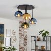Koyoto taklampa med glober, 4-lågig E14, rund takkopp Ø 38 cm i retrostil