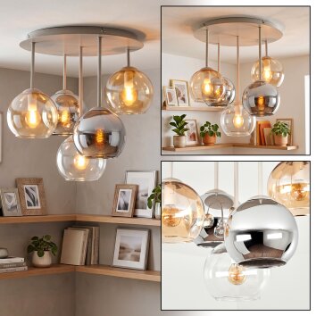 Koyoto 5-lågig taklampa glob Ø 45 cm, retrolampa för vardagsrum och matrum