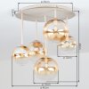 Modern kullampa Chehalis med fem glasskärmar i kluster, amberfärgade och klara, ø 45 cm