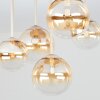 Modern kullampa Chehalis med fem glasskärmar i kluster, amberfärgade och klara, ø 45 cm