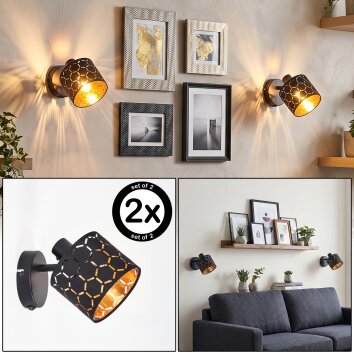 Alsen vägglampa med symmetriska slitsar, vridbart lamphuvud, E14, 2-pack
