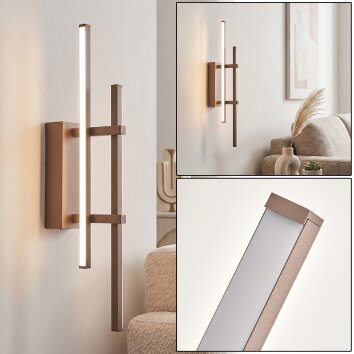 Modern LED-vägglampa Kiron med sandfärgad avlång ljuslist, 3000 Kelvin varmvit