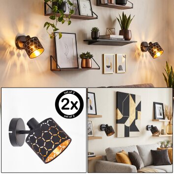Alsen vridbar vägglampa med symmetriska slitsar, retro, 2-pack, ø 12 cm