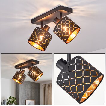 Tallaboa taklampa med 2 roterbara spotlights, E14 och rutmönstrade skärmar