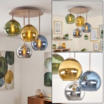 Koyoto taklampa med globformade skärmar, 4 ljuspunkter, E14, Ø 38 cm