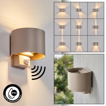 Tamarin LED-utomhusvägglampa med rörelsesensor, fasadbelysning för trädgård