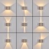 Tamarin LED utomhusvägglampa 2-pack, rund fasadbelysning med upp- och nedljus