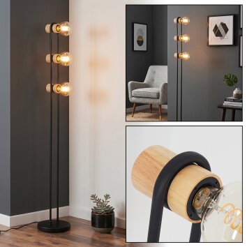 Voril 3-lampig golvlampa med fotbrytare, E27, 141,5 cm, modern retrostil