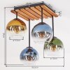 Naturfärgad boho kullampa Koyoto med fyra glaskupor i blått, guld, grönt och klart