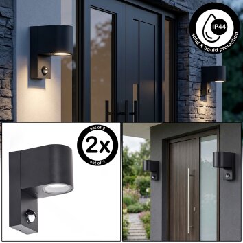 Kingstown utomhusvägglampa med rörelsesensor, 2-pack för fasad och entré