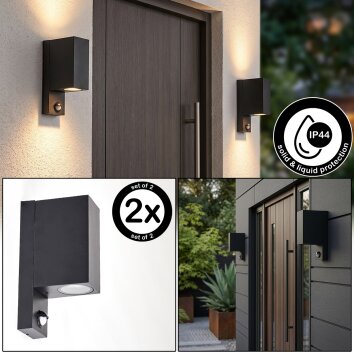 Kingstown utomhusvägglampa med rörelsesensor, 2-pack GU10 upp- och nedljus